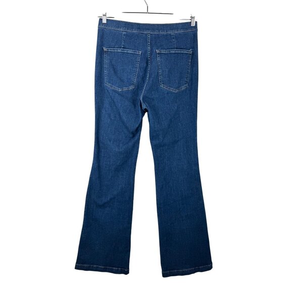 Express Slim Flare Super High Rise Jeans blue 90s preppy sz L - Picture 2 of 9